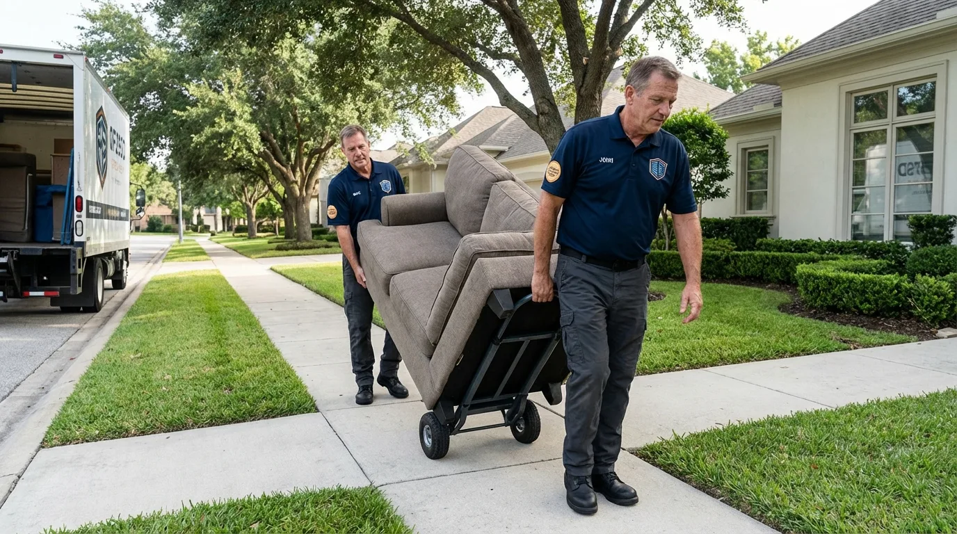 Local residential moving crew loading furniture in Elwood, KS